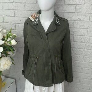 Dolled Up Womens Green Utility Jacket Size M
